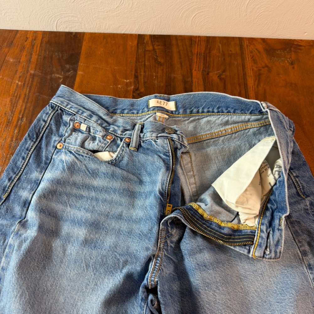 AE77 New York Wide Leg Light Wash Organic Cotton Jeans Size 28 Short - Picture 7 of 14